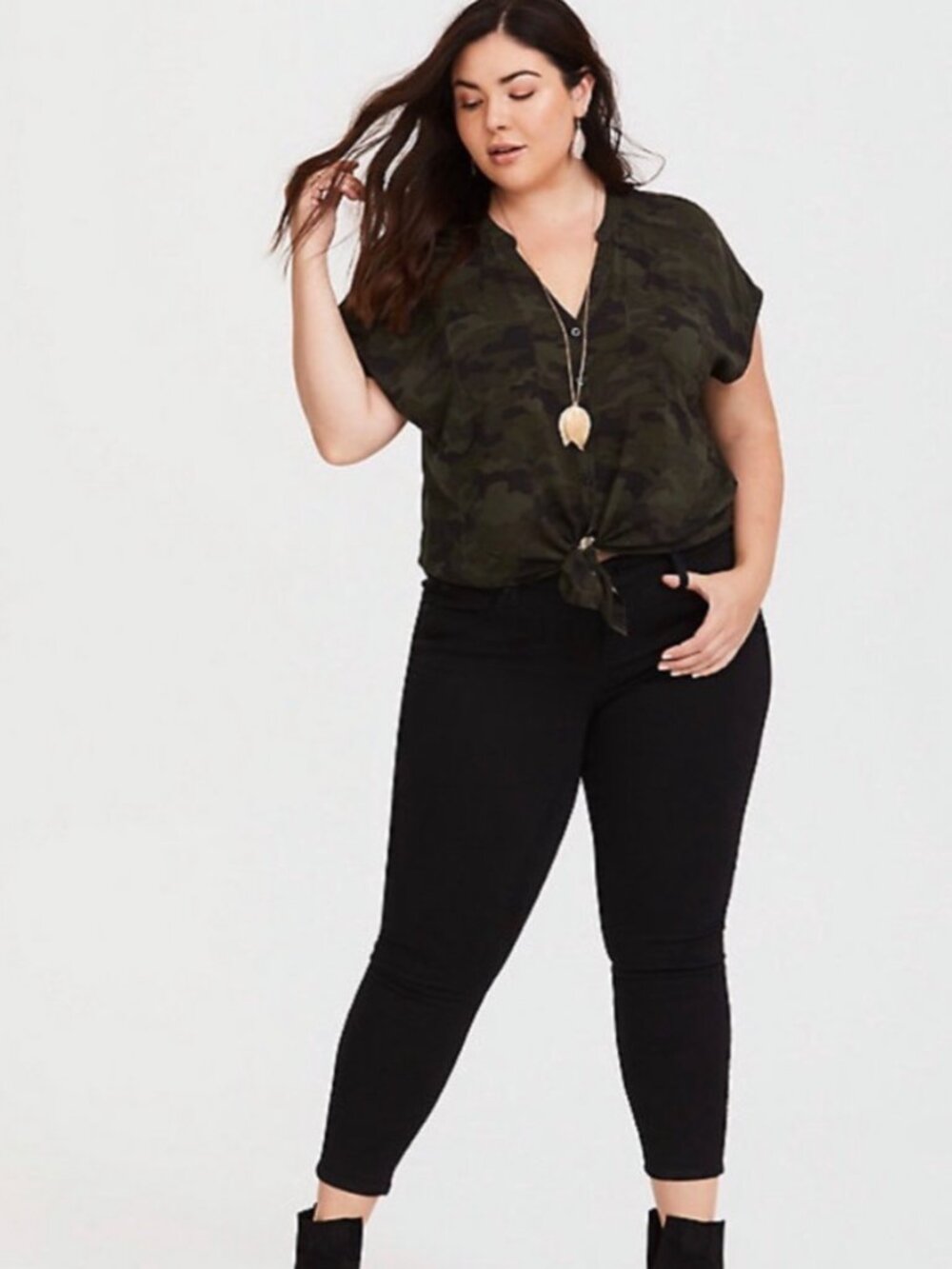 Torrid Camouflage Short Sleeves Button Down Blouse Size 3x